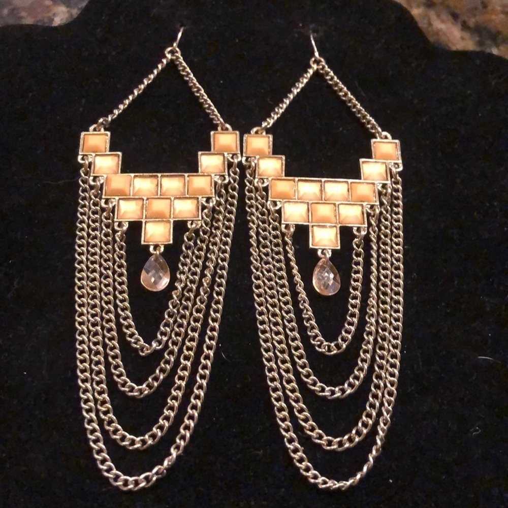 Statement Earrings Pierced Chain 5 inches